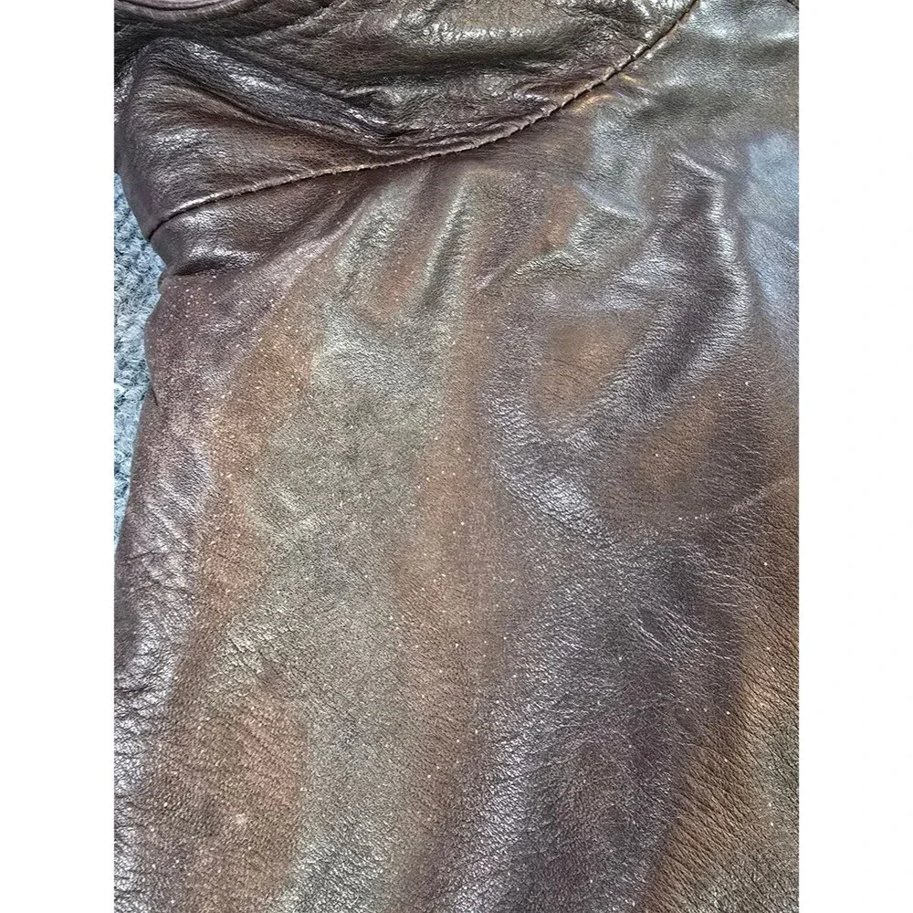 Scully Womens XL Brown Leather Jacket Distressed Western Moto Biker Coat